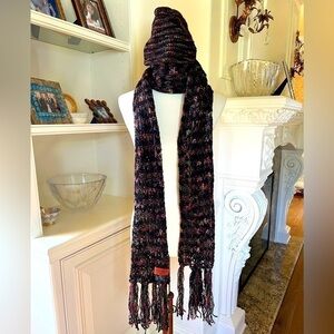 Missoni Vintage knit fringe scarf & matching hat set OS
